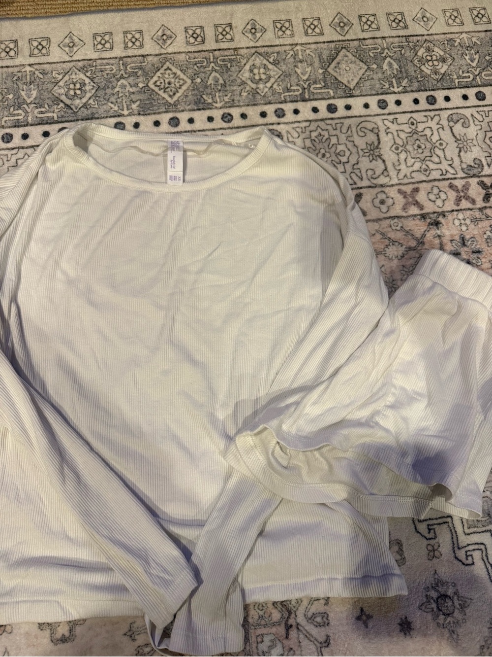 stars above Cream Ribbed Long Sleeve set